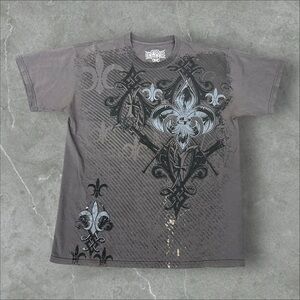 MMA Elite Shirt Mens Medium Grey Y2K Cybergoth Emo Punk Grunge Cross  2000s RARE